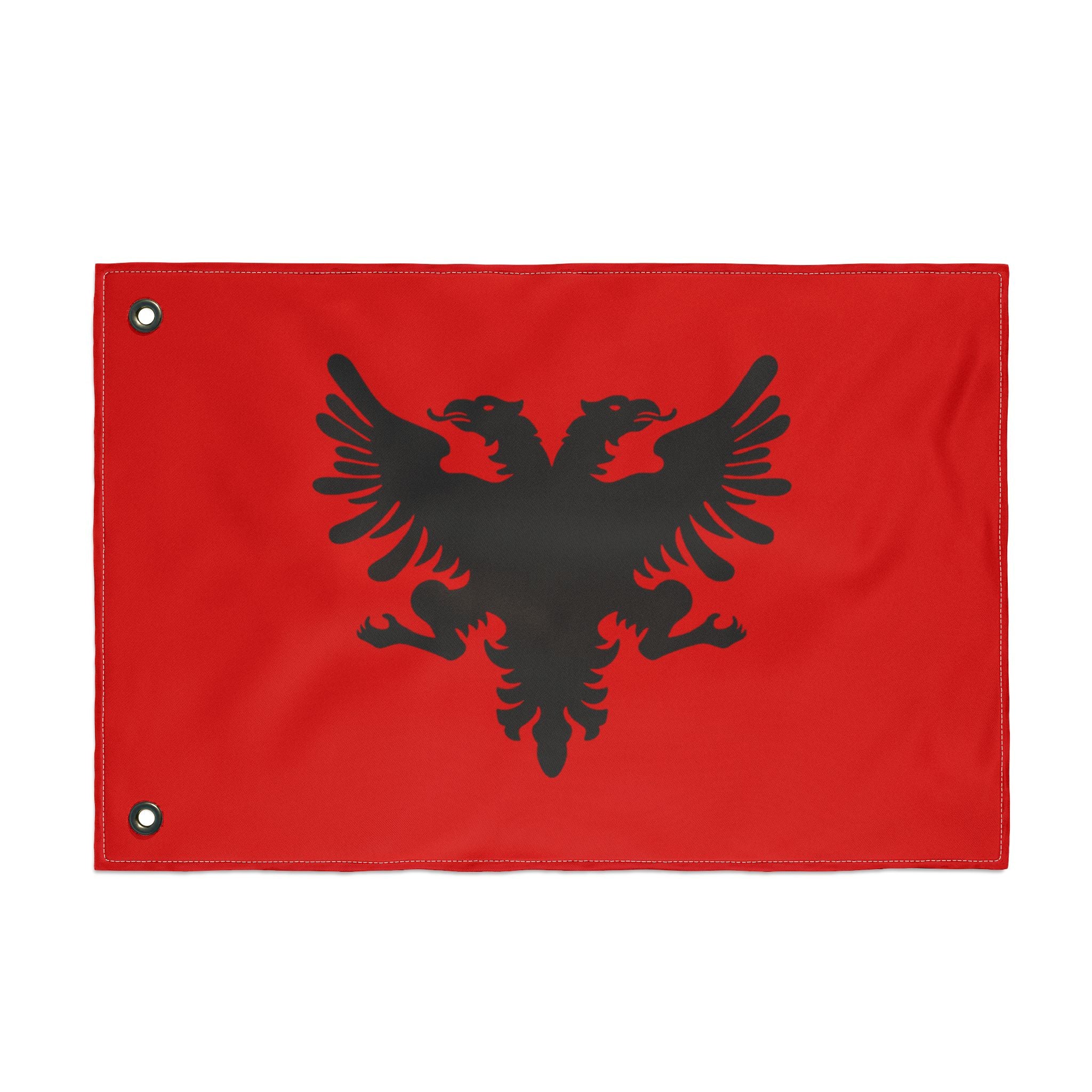 Albanian Double-Sided Flag 1920s — Red Black Two-Headed Eagle Outdoor Banner