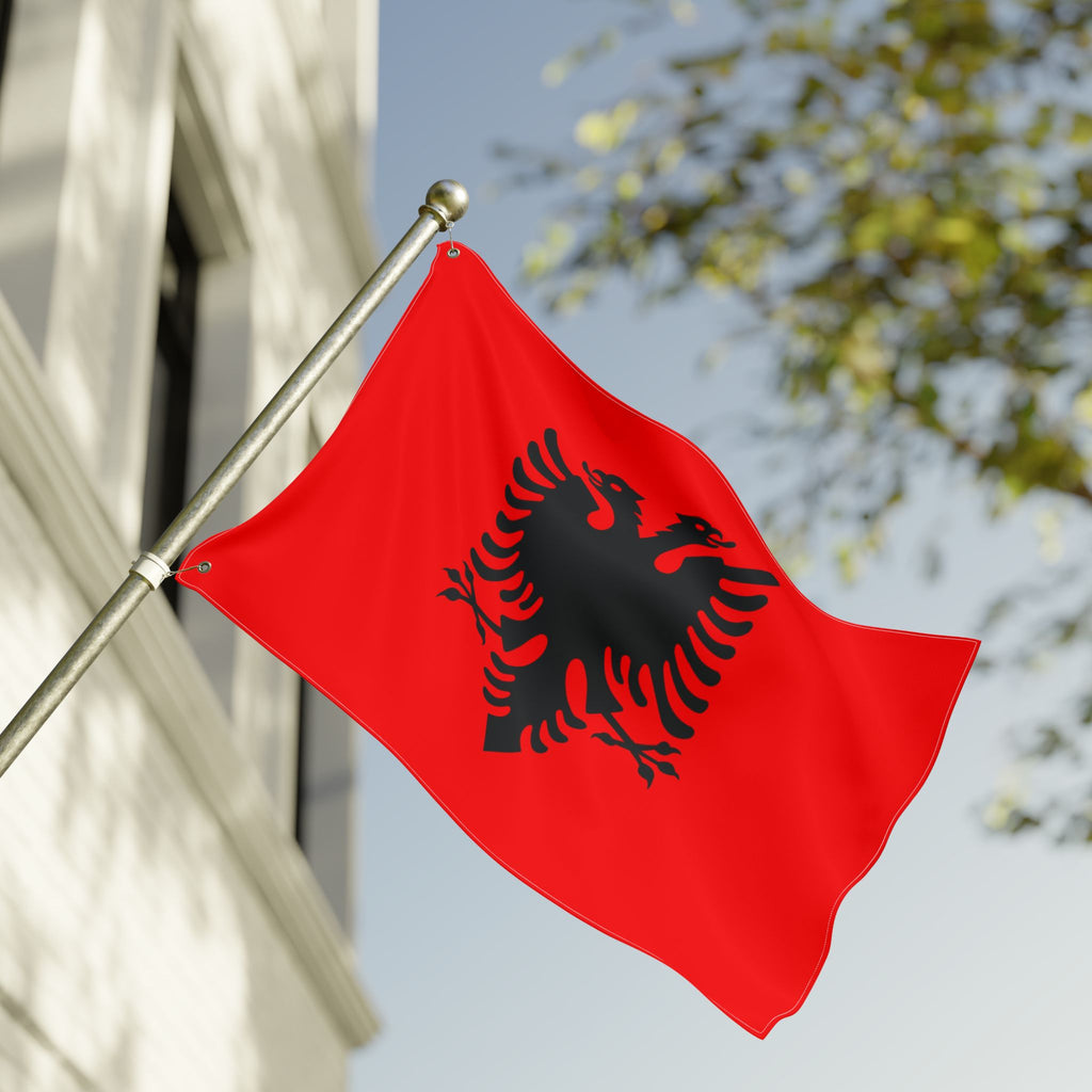 Albanian Double-Sided Flag – Red Flag with Black Double-Headed Eagle, Outdoor Garden & Pole Flag