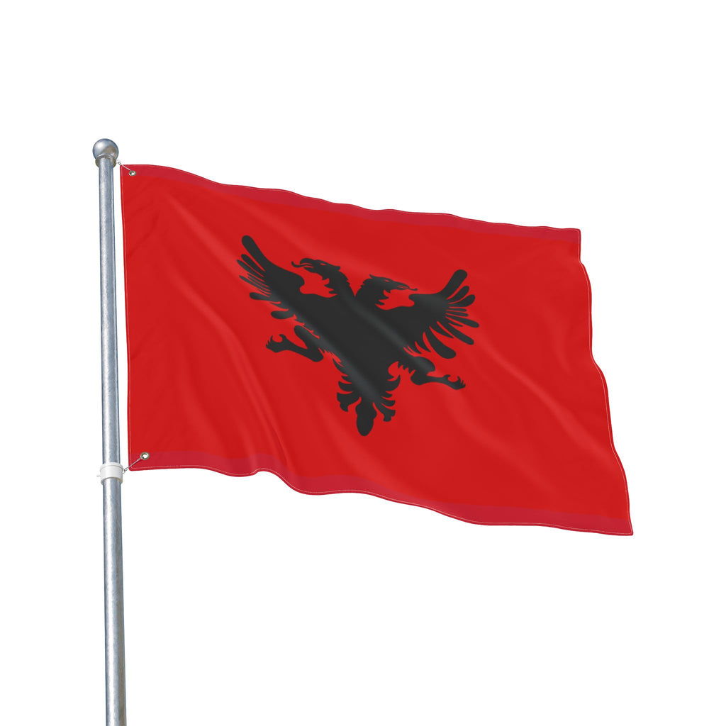 Albanian Double-Sided Flag 1920s — Red Black Two-Headed Eagle Outdoor Banner