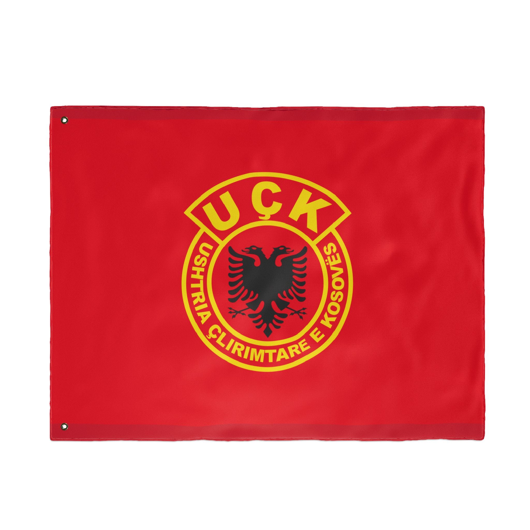 Double-Sided Flag — UÇK (Ushtria Çlirimtare e Kosovës) Red Emblem Outdoor Banner