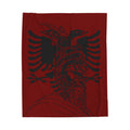 Albanian Eagle Velveteen Plush Blanket – Skanderbeg Portrait Throw
