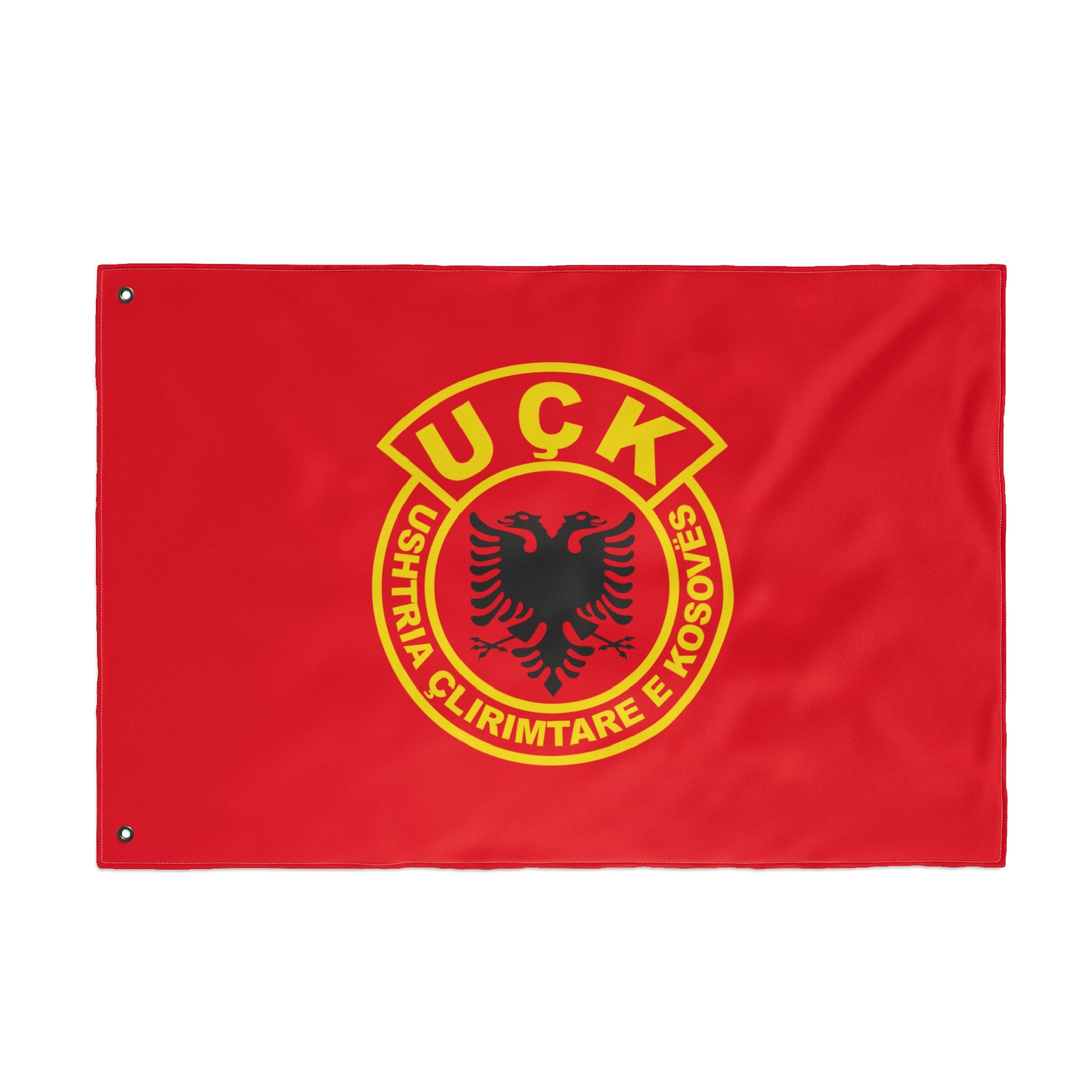 Double-Sided Flag — UÇK (Ushtria Çlirimtare e Kosovës) Red Emblem Outdoor Banner