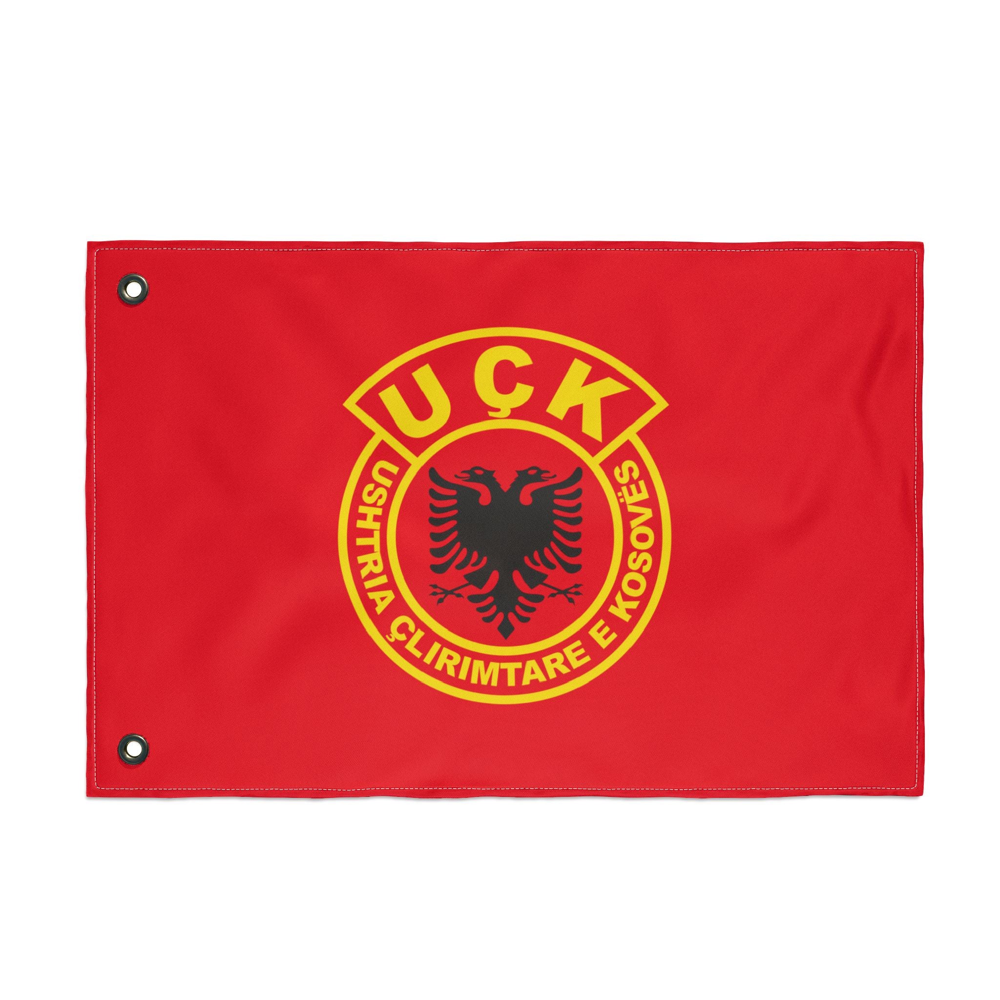 Double-Sided Flag — UÇK (Ushtria Çlirimtare e Kosovës) Red Emblem Outdoor Banner