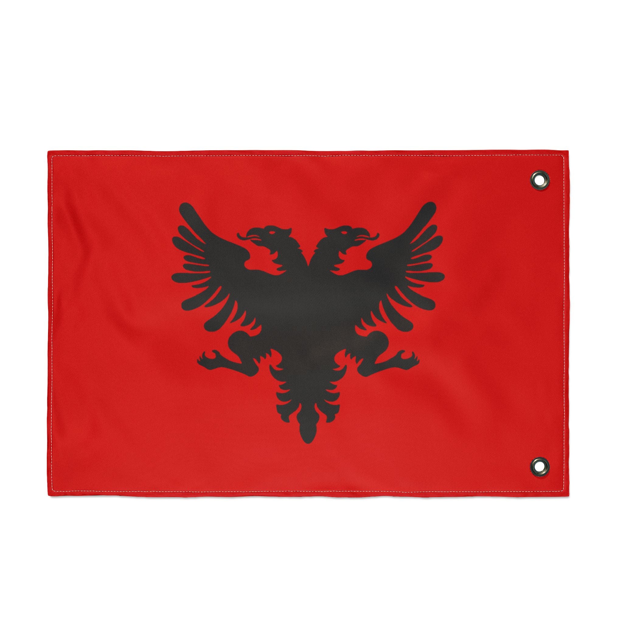 Albanian Double-Sided Flag 1920s — Red Black Two-Headed Eagle Outdoor Banner