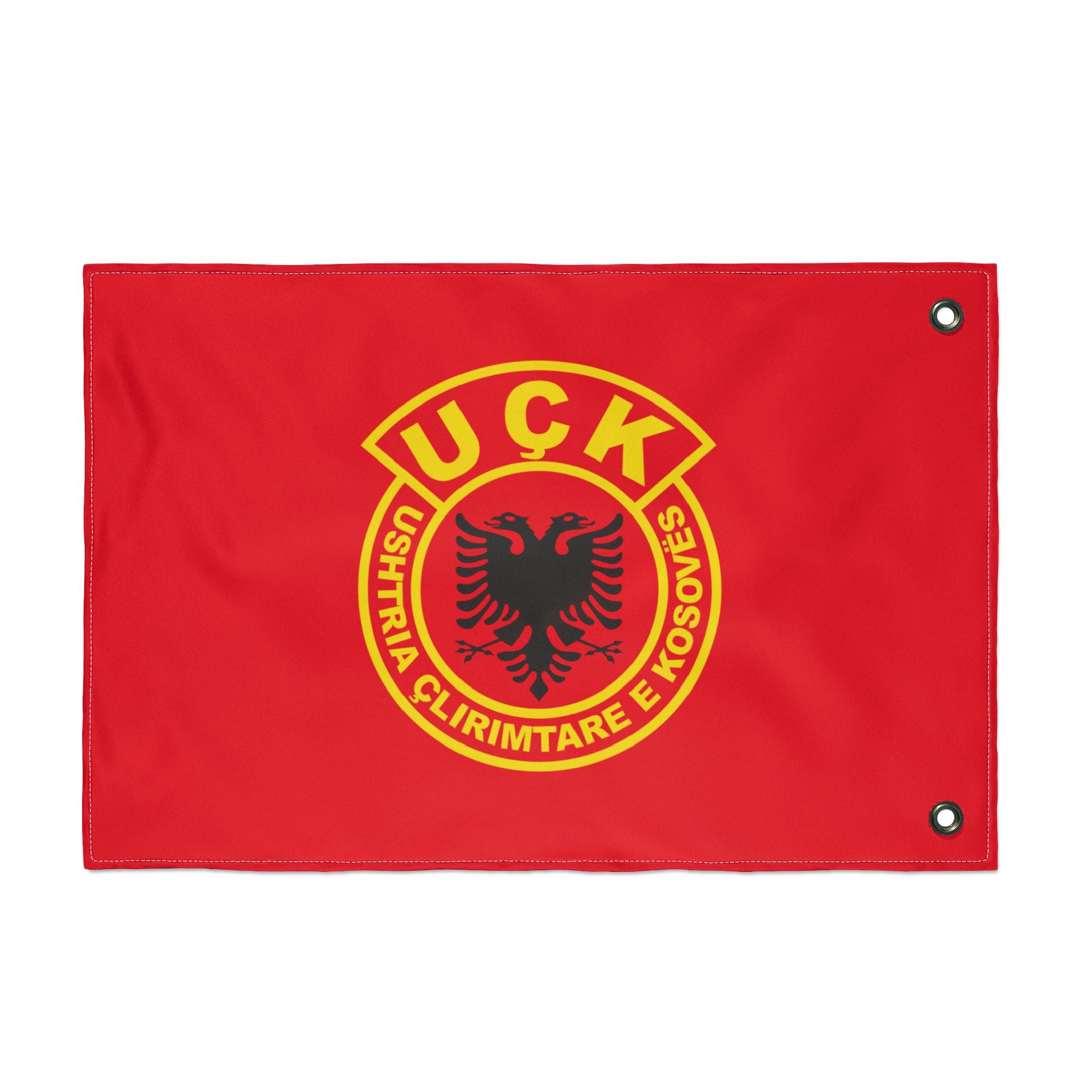 Double-Sided Flag — UÇK (Ushtria Çlirimtare e Kosovës) Red Emblem Outdoor Banner