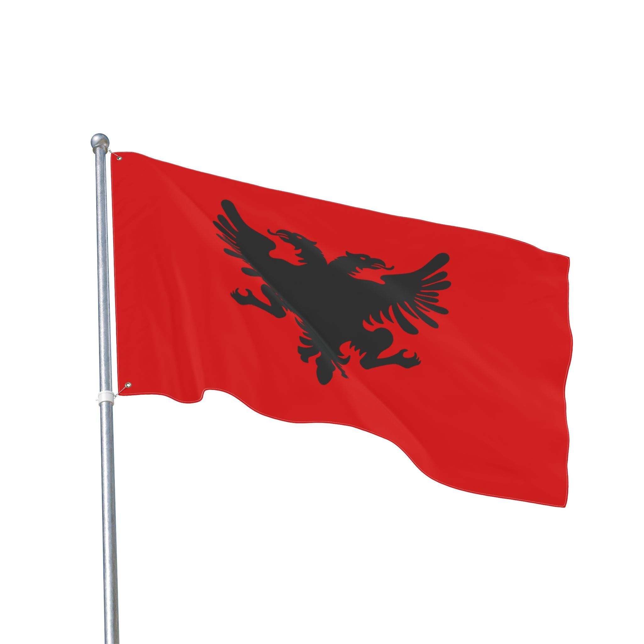 Albanian Double-Sided Flag 1920s — Red Black Two-Headed Eagle Outdoor Banner