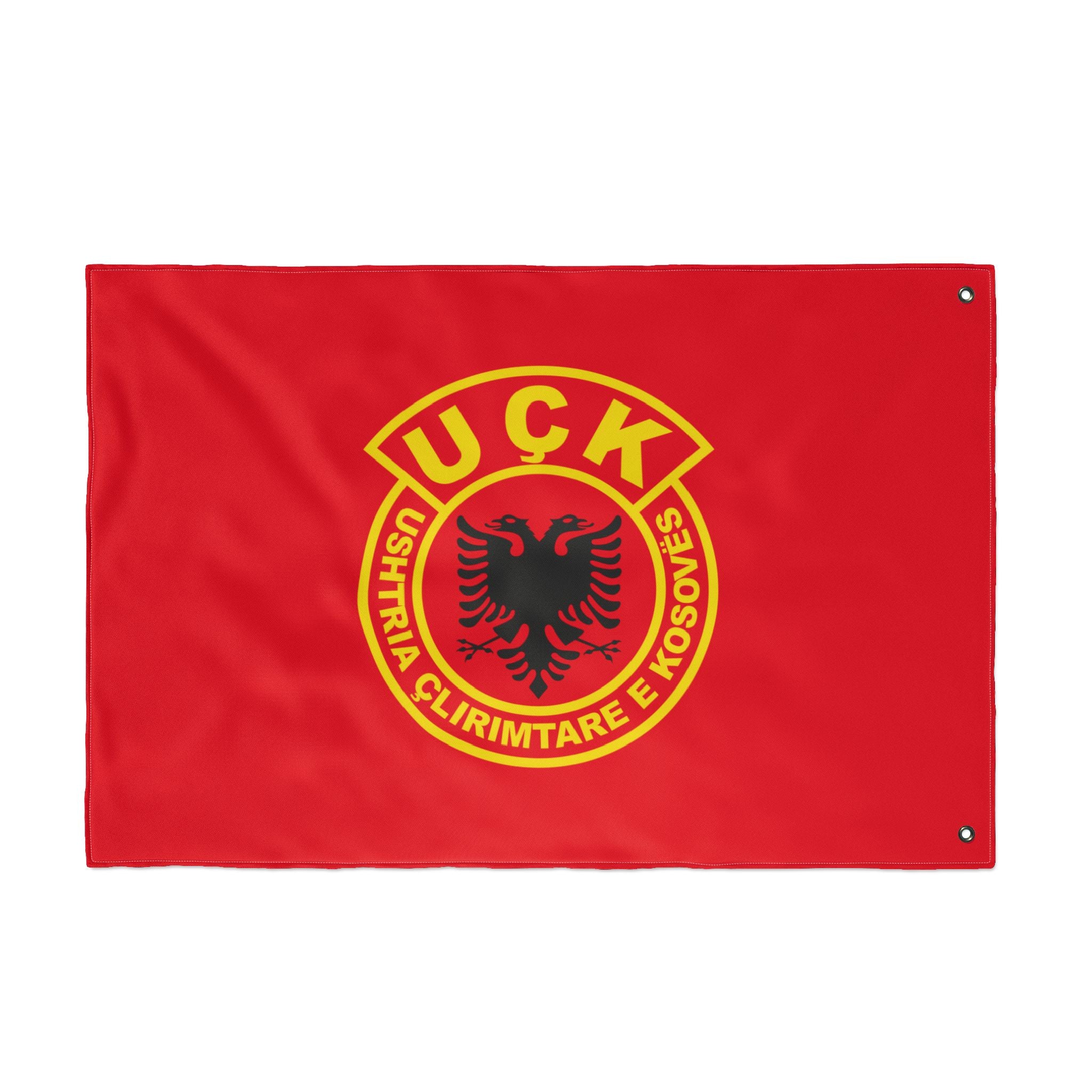 Double-Sided Flag — UÇK (Ushtria Çlirimtare e Kosovës) Red Emblem Outdoor Banner