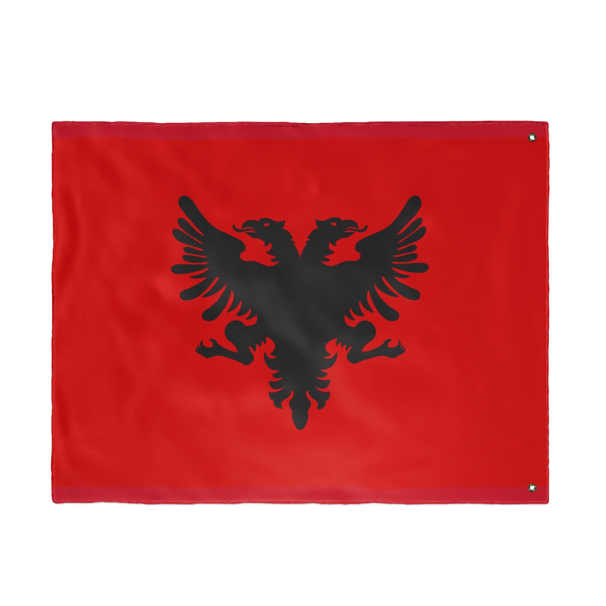 Albanian Double-Sided Flag 1920s — Red Black Two-Headed Eagle Outdoor Banner