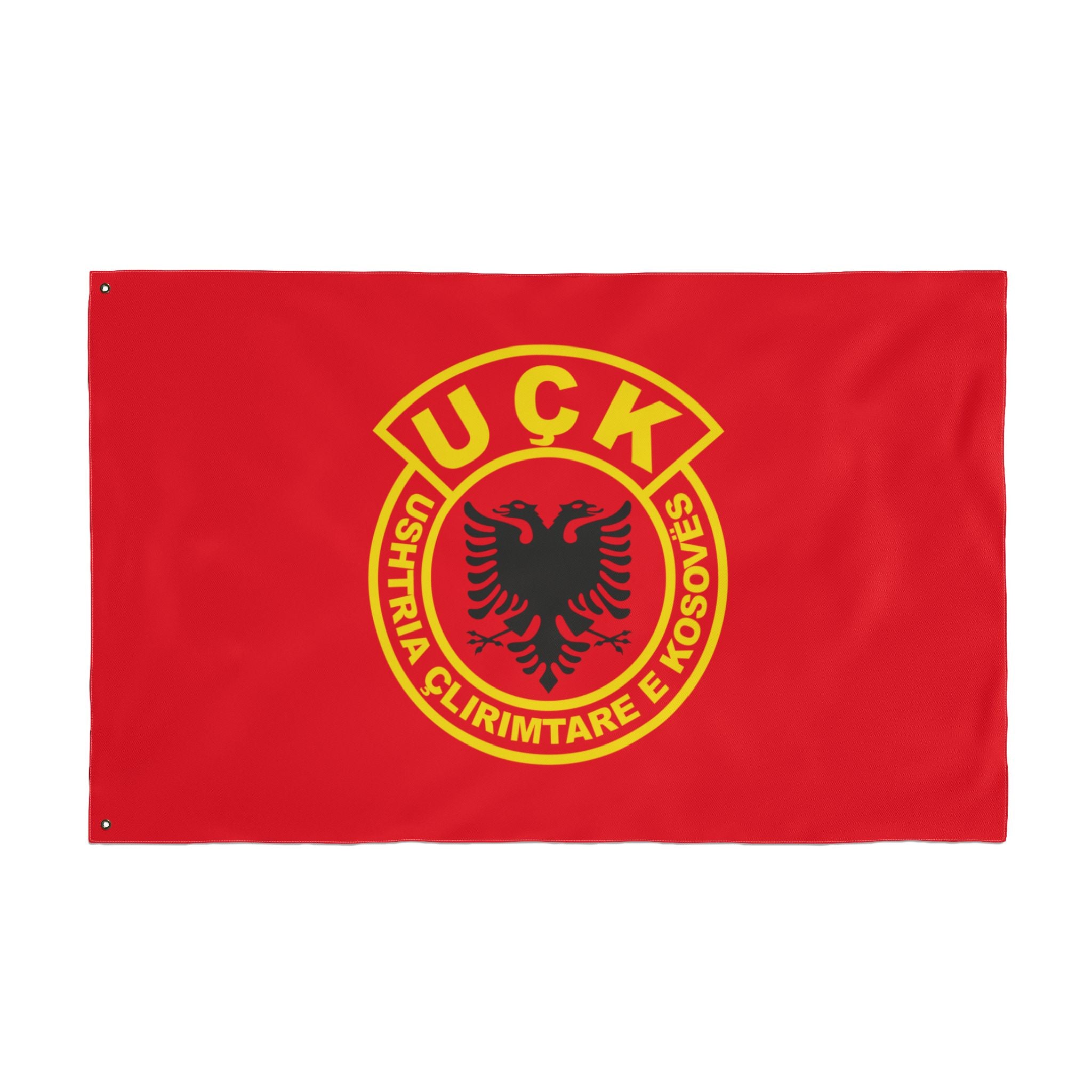 Double-Sided Flag — UÇK (Ushtria Çlirimtare e Kosovës) Red Emblem Outdoor Banner