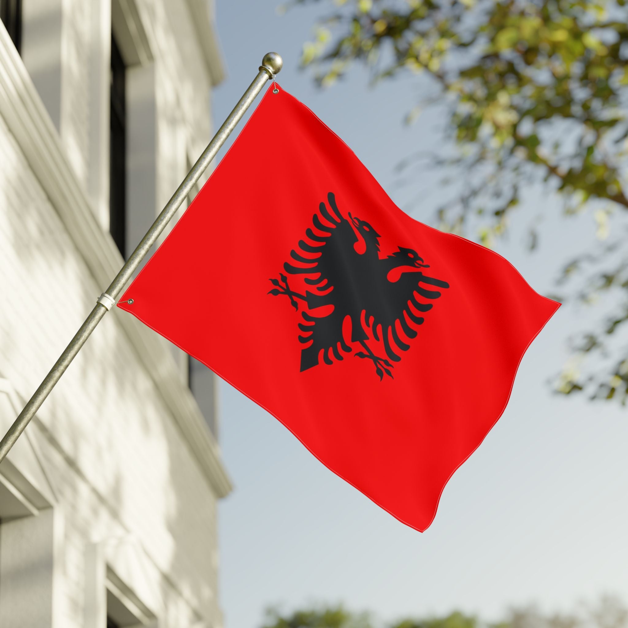 Albanian Double-Sided Flag – Red Flag with Black Double-Headed Eagle, Outdoor Garden & Pole Flag
